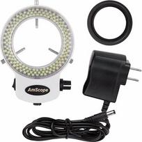 „AmScope“ LED-144W-ZK – baltas, reguliuojamas 144 LED žiedinis apšvietimas, skirtas stereomikroskopui ir fotoaparatui