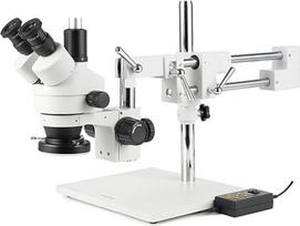 „AmScope SM-4TZ-144A“ 3,5X–90X trinokuliarinis stereomikroskopas su 4 zonų 144 LED žiediniu apšvietimu