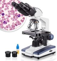 „AmScope B120C“ 40X–2500X LED laboratorinis binokuliarinis sudėtinis mikroskopas su 3D stalu