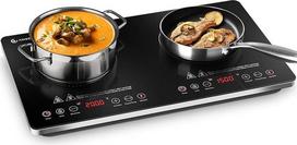 „AMZCHEF“ indukcinė viryklė, 2 kaitinimo plokštės, laisvai stovinti, indukcinė viryklė su 2 kaitinimo plokštėmis, 3500 W, su atskirais valdymo elementais, 20 temperatūros lygių, keli galingumo nustatymai, 4 valandų laikmatis