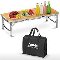 „Anbte“ kempingo stalas, sulankstomas stalas, 87 x 40 x 26 cm (ilgis x plotis x aukštis), su tvirtu aliuminio rėmu, žemas pikniko stalas, lengvas sodo stalas, lagamininis stalas, grilio stalas, nešiojamas, skirtas kempingui, vakarėliams, paplūdimiui ir ba