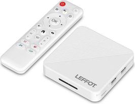 „Android 14.0“ TV priedėlis 2026, „LEFFOT“ 4K UHD TV transliacijų priedėlis, 2GB RAM, 16GB ROM | IP TV priedėlis, palaiko balso valdymą, 2,4 GHz ir 5 GHz „Wi-Fi 6“, „Bluetooth 5.4“, USB 3.0, 100M Ethernet, RK3518 keturių branduolių A53 procesorius