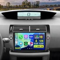 „Android“ automobilių radijas su ekranu „4+128G“, skirtas „Citroën C4“ (2004–2009 m.) modeliams, su belaidžiu „CarPlay“, Automobilinis radijas 2 DIN, 9 colių „Incell“ ekranas, 1280 x 720, „Android“, FM, RDS, atbulinės eigos kamera | „Incell“ jutiklinis ek