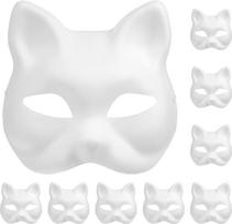 „Angoily Cat“ kaukės tapybai, 10 vnt. tuščių popierinių gyvūnų kaukių rinkinys, baltos „pasidaryk pats“ kaukės Helovinui, cosplay’ui, vakarėliams ir kostiumų aksesuarams
