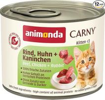 „Animonda Carny“ kačių šlapias maistas kačiukams su jautiena, vištiena ir triušiena (12 x 200 g)