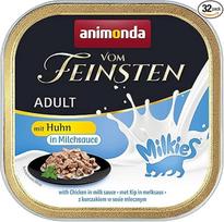 „Animonda vom Feinsten“ šlapias kačių maistas „Milkies“ – vištiena pieno padaže (32 x 100 g), be grūdų ir be cukraus, su šviežiais, mėsingais ingredientais