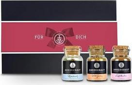 „Ankerkraut“ dovanų rinkinys „For You“ su žolelių druska, „Wok Spice“ prieskoniais ir obuolių pyragu – dovana draugams ir šeimos nariams, aukštos kokybės prabangioje dėžutėje su banderole