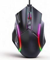 „Annadue“ RGB žaidimų pelė su laidu, 12 800 DPI, 12 mygtukų su makro funkcija, spalvingas apšvietimas, laidinė žaidimų pelė, skirta stacionariam kompiuteriui ir nešiojamajam kompiuteriui