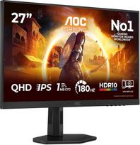 „AOC Gaming“ Q27G4XF 27 colių QHD monitorius, 180 Hz, 0,5 ms, „FreeSync Premium“, suderinamas su „G-Sync“, HDR10 (2560 x 1440, „DisplayPort“, HDMI), juodas/pilkas