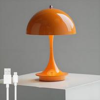„AoLa“ LED grybo formos lempa, baterijinė stalo lempa, belaidė, reguliuojamo ryškumo, valdoma liečiant, USB įkraunama, 1800 mAh baterija, oranžinė grybo formos lempa, naktinė lempa, grybo formos lempa miegamajam, svetainei ir biurui