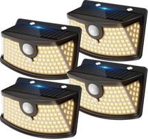 „Aootek“ saulės energija maitinami lauko šviestuvai su judesio jutikliu, 4 vnt. rinkinys, sodui, 120 LED | 270° plataus kampo, IP65 atsparumas vandeniui, saulės energija maitinamas sieninis šviestuvas, apsauginis šviestuvas, sodo apšvietimas, juodas rėmas