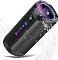 „aowoka“ „Bluetooth“ garsiakalbis su apšvietimu, 20 W nešiojamas grotuvas, patobulinti žemieji dažniai, LED ekranas, 20 valandų baterijos veikimo laikas, „Bluetooth“ 5.4, IPX7 atsparumas vandeniui, TWS, TF kortelė, garsiakalbis kelionėms, sportui ir vakar