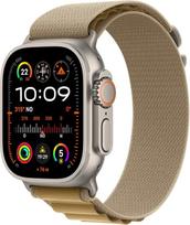 „Apple Watch Ultra 2“ (GPS + Cellular, 49 mm) išmanusis laikrodis, sportinis laikrodis – tvirtas korpusas iš natūralaus titano – „Sahara Beige Alpine“ dirželis (L). Sveikatos stebėjimas, tikslus GPS, CO₂ neutralus