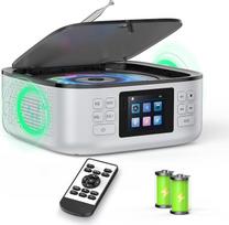 „ARAFUNA“ nešiojamasis radijas su CD grotuvu ir „Bluetooth“ | „Boombox“ tipo CD grotuvas su garsiakalbiais, kompaktiškas 3000 mAh muzikos grotuvas, spalvotas LED ekranas, nuotolinio valdymo pultas, palaiko FM/USB/AUX