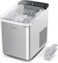 „Arendo“ nerūdijančio plieno ledo kubelių gaminimo aparatas – Ledo kubelių gaminimo aparatas – 150 W – 12 kg ledo per dieną – Automatinio išjungimo funkcija – Įspėjimo funkcija – Maži arba dideli ledo kubeliai – Tylus veikimas