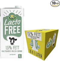 „Arla LactoFREE“ – be laktozės ilgai laikomas pienas, 1,5 % riebalų, 10 vnt. po 1 litrą, tikro pieno skonis, mažiau saldus, turtingas kalciu ir vitaminu B12