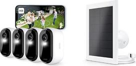 „Arlo Essential 2 HD“ baterijinė lauko stebėjimo kamera su „Wi-Fi“ ir saulės baterija, belaidė, 1080p vaizdo raiška, spalvotas naktinis matymas, apšvietimas, judesio jutiklis, sirena, dvipusis garso ryšys, „Smart Home“, saugus bandomasis laikotarpis, 4 vn