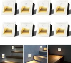 „Arote“ 4 LED laiptų apšvietimas su judesio jutikliu, įleidžiamas sieninis šviestuvas, sieninis šviestuvas, įleidžiamas sieninis prožektorius, laiptų apšvietimas, apšvietimo lempa, 230 V