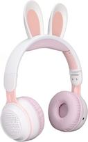 „ASHATA“ sulankstomos „Bluetooth 5.0“ ausinės su mikrofonu, mielomis triušio ausimis, belaidės, ant ausų uždedamos ausinės, skirtos vaikams, paaugliams ir suaugusiems, 12 valandų klausymosi laikas, TF/Aux, įmontuotas 7 (baltos-rožinės spalvos)