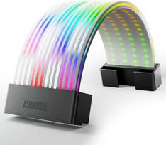 „AsiaHorse Auroralearn-V2“ ARGB maitinimo kabelio apvalkalas, skirtas 3×8 kontaktų (6+2) PCIe GPU maitinimo kabeliui – juodos spalvos, 108 šviesos diodų, išmanioji spalvų mokymosi funkcija, sinchronizavimas 60 FPS dažniu, aukščiausios kokybės silikonas, S