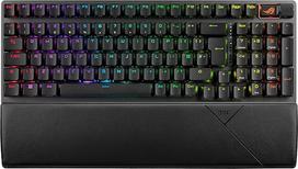 „Asus ROG Strix Scope II 96 Wireless“ žaidimų klaviatūra su USB + RF belaidžiu ryšiu + „Bluetooth“, anglų (UK) QWERTY klavišų išdėstymu, juodos spalvos (asus ROG Strix Scope II 96 Wireless Keyboar