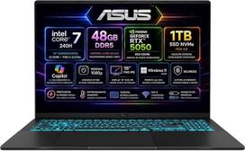 „ASUS“ žaidimų nešiojamasis kompiuteris su „Intel Core 7 240H“ procesoriumi (5,2 GHz), 32GB DDR5 RAM, 1 TB NVMe SSD, „Nvidia GeForce RTX 5050“ (8GB), 16 colių FHD IPS ekranu, 1080p internetine kamera, „Wi-Fi 6E“, apšviesta klaviatūra, „Windows“