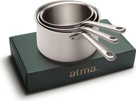„Atma“ 3 puodų rinkinys iš nerūdijančio plieno, 16/18/20 cm, 3 sluoksniai, be PFAS ir PTFE