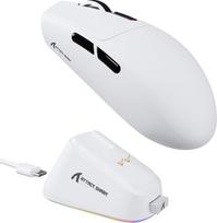 „ATTACK SHARK G3PRO“ belaidė žaidimų pelė su magnetine įkrovimo stotele, „PixArt PAW3311“ jutikliu, iki 25 000 DPI, „BT“/2,4 GHz/laidinis ryšys, 100 mln. paspaudimų, 59 g superlengva pelė, skirta „Win11“/„Xbox“/„PS“/„Mac“ – balta