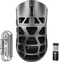 „ATTACK SHARK R3PRO“ 46 g superlengva pelė iš magnio lydinio, 8000 Hz belaidžio ryšio atnaujinimo dažnis, 26 000 DPI, 2,4 G/BT/laidinis žaidimų pelė, „PixArt PAW3395“ jutiklis G502, su spiralinio tipo kabeliu, PC/Mac, pilkos spalvos