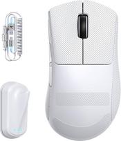 „ATTACK SHARK V8“ belaidė žaidimų pelė su spiralinio tipo LED kabeliu, „Nordic 54L15“ lustu, PAW3950MAX, 42000 DPI, dvigubas 8000 Hz, 59 g ultralengva, „Shark Fin“ raktelio dizainas, 2,4 GHz / BT / laidas kompiuteriui, balta spalva ir lipni juosta