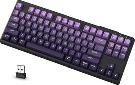 „ATTACK SHARK X FREEWOLF M87“ 80 % belaidė membraninė žaidimų klaviatūra, TKL RGB su mechaninio klaviatūros pojūčiu, SA PBT klavišai, „Bluetooth“ / 2,4 GHz, 4000 mAh baterija, tyli, skirta biurui ir žaidimams, suderinama su „Mac“ ir „Win“, QWERTY išdėstym