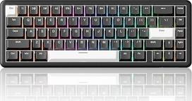 „ATTACK SHARK X65 HE“ klaviatūra su magnetiniais jungikliais ir greituoju suveikimu, 65 % dydžio laidinė žaidimų klaviatūra su 8000 Hz atnaujinimo dažniu, 0,01 mm RT tikslumu, PBT klavišais, QMK tvarkykle, RGB apšvietimu (juoda)