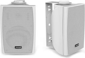 „Audibax Elipse 4“ – 2-kanaliai Hi-Fi kolonėlės, skirtos statyti ant lentynos arba montuoti ant sienos, su sieniniais laikikliais. Baltos, pora