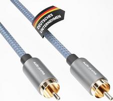 „Audio Pirates“ žemų dažnių garsiakalbio RCA kabelis, 1x1 RCA kabelis – koaksialinis garso kabelis su 24K auksu padengtu jungikliu, OFC varis ir dviguba ekranavimas – garsiakalbio kabelis žemų dažnių garsiakalbiui (1 vnt., 5 m)