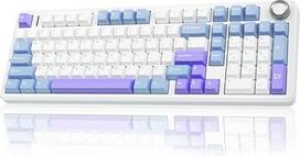 „AULA F99 Pro“ mechaninė žaidimų klaviatūra, 3 režimų belaidė mechaninė klaviatūra su mygtuku, penkių sluoksnių paminkštinimo struktūra, RGB apšvietimas, QWERTY išdėstymas, „hot-swap“ funkcija ir galimybė pritaikyti klaviatūrą pagal savo poreikius