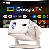 „Aurzen Boom Mini“ išmanusis projektorius lauko naudojimui su „Google TV“, 20 W „Dolby Audio“ | 4K palaikymas, namų kino projektorius su 500 ANSI liumenų šviesos srautu, „Wi-Fi“ ir „Bluetooth“, TOF automatinis fokusavimas ir trapezinės deformacijos korekc