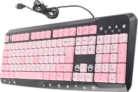 „Ausla“ tyli klaviatūra, mechaninė membrana, USB laidas, 104 klavišai, reguliuojamas laikiklis, ergonomiška klaviatūra, skirta nešiojamajam kompiuteriui, namų biurui ir žaidimams (juoda-rožinė)