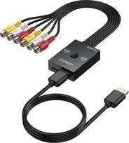 „AUTOUTLET“ 2 kanalų RCA–HDMI adapteris, 4:3/16:9 konversija, „Plug & Play“