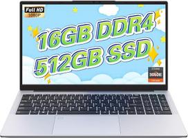 „Auusda“ 15,6 colių nešiojamasis kompiuteris, 16GB DDR4 RAM, 512GB SSD, 3050E procesorius, pirštų atspaudų jutiklis, apšviesta klaviatūra, skaitmeninis klavišų blokas, kameros dangtelis, lengvas nešiojamasis kompiuteris, skirtas mokyklai ir biurui
