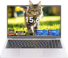 „Auusda“ 15,6 colių nešiojamasis kompiuteris, 16GB DDR4 RAM, 512GB SSD, 3250C procesorius, pirštų atspaudų skaitytuvas, apšviesta klaviatūra, skaitmeninis klavišų blokas, kameros dangtelis, lengvas nešiojamasis kompiuteris, skirtas mokyklai ir biurui