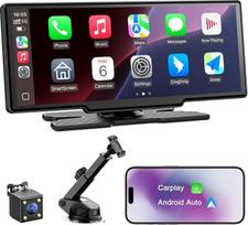 „Avylet“ 8,1 colių belaidis „CarPlay“ ekranas, suderinamas su „Android Auto“ ir „Apple CarPlay“ | Nešiojamas IPS ekranas, IP67 klasės kamera, belaidis „CarPlay“/„Android Auto“, integruotas GPS, OTA bei FM/AUX jungtys, skirtas klasikiniams automobiliams