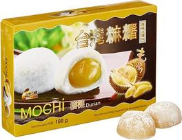 „AWON“ „Mochi Durian“ – maži lipnūs ryžių pyragėliai, desertas, saldus užkandis (1 pakuotė po 180 g, kurioje yra 6 „mochi“)