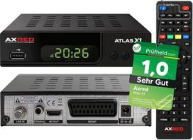 „AXRED Atlas X1“ HDTV palydovinis imtuvas su įrašymo funkcija, palaikantis HD ir „Full HD“ raišką, skaitmeninis palydovinis imtuvas, skirtas palydovinei antenai ir palydovinei televizijai, HD imtuvas, HDMI