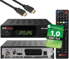 „AXRED Atlas X1“ + HDMI kabelis, HD palydovinis imtuvas su įrašymo funkcija, „Full HDTV“, skaitmeninis palydovinis imtuvas, skirtas palydovinei antenai, palydovinė televizija, HD imtuvas