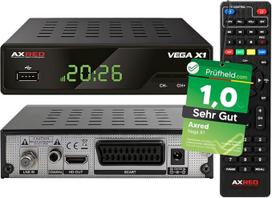 „AXRED Vega X1“ HDTV palydovinis imtuvas su įrašymo funkcija, palaikantis HD ir „Full HD“ raišką, skaitmeninis palydovinis imtuvas, skirtas palydovinei antenai ir palydovinei televizijai, HD imtuvas, HDMI