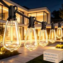 „AzureStar“ lauko girliandos, 30 m / 100 pėdų, ištraukiamos lauko girliandos, IP44 atsparumas vandeniui, su 50 + 2 ST38 LED plastikinėmis lemputėmis, šiltos baltos spalvos, skirtos lauko sodui, terasai, vestuvėms ir balkonui