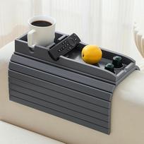 „Bambus-Couch“ gėrimų laikiklis, porankis, sulankstomas, porankis, stalas, sofa, porankis, padėklas, lankstus fotelis, stalas, padėklas gėrimams, puodeliams, užkandžiams, telefonui, nuotolinio valdymo pultui (pilkos spalvos)