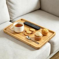 „Bambus-Sofa-Tablett“, 38,1 x 25,9 cm, sulankstomas fotelio staliukas, nešiojama medinė porankė gėrimams, užkandžiams, nuotolinio valdymo pultui ir telefonui laikyti, tvirta, vietą taupanti sofa