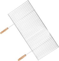 „Barbecook“ chromuotas kepimo grotelių rėmas su medinėmis rankenomis, kvadratiniai nerūdijančio plieno kepimo priedai, kepimo paviršiaus plotis 90 cm, gylis 40 cm, sidabrinė spalva | Buko mediena, chromuotas plienas, sidabrinė spalva, 90 x 67 x 1 cm