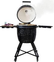 „Barbecook“ „Kamado Grill Kamal 2.0“ (didelis), kepimui ant grotelių, rūkymui, garinimui ir kepimui, matinė juoda spalva, 128 x 78 x 115 cm